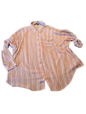 Torrid Striped Button-Up Shirt in Pastel Pink Peach Top Size 5 (3X) i27